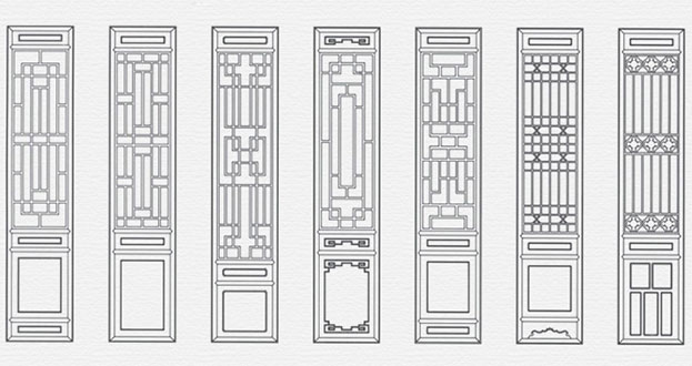 九所镇常用中式仿古花窗图案隔断设计图